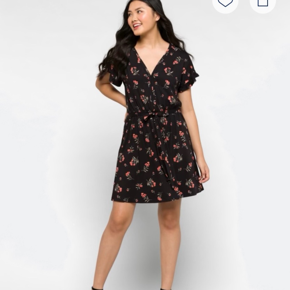 French Grey Black Floral Mini Dress